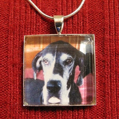 Tripawds Custom Square Photo pendant for Three Legged Great Dane Tess