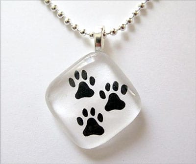 Tripawds Glass Three Paw Charm Necklaces