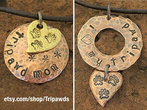 Custom Tripawds Metal Stamped Jewelry