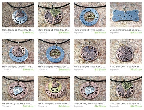See All Tripawds Hand Stamped Metal Jewelry