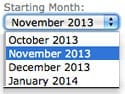 Select Starting Calendar Month