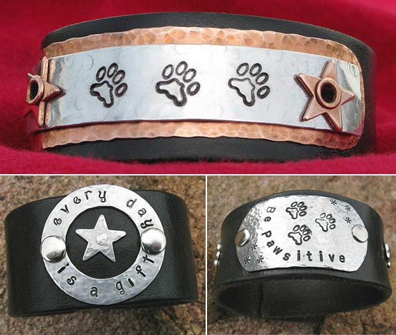 Recycled Belt Wrist Cuffs from Tripawds Etsy Store