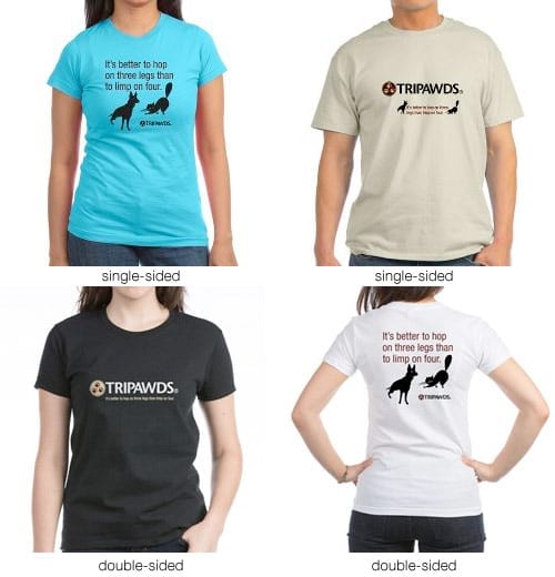 tripawds logo tagline t-shirts