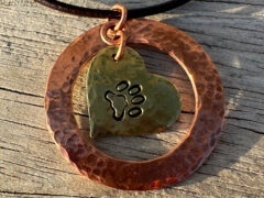 Paw print copper ring pendant
