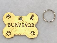 cancer survivor bone shaped pet tag