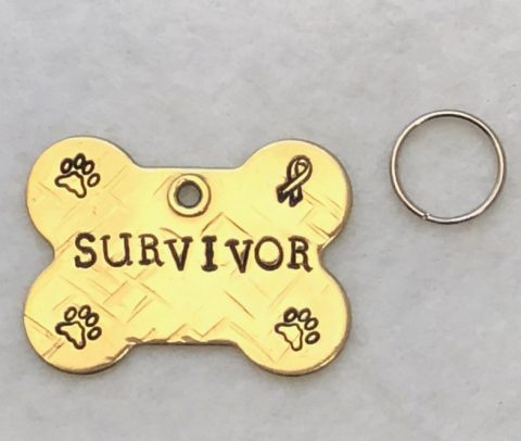 cancer survivor bone shaped pet tag