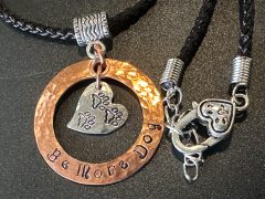 Be More Dog Copper Pendant with Silver 3 Paw Heart