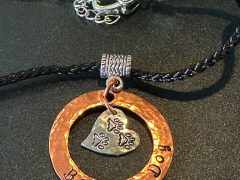 Be More Dog Copper Pendant with Silver 3 Paw Heart