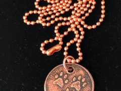 etched 3-paw copper charm on ball chain necklace