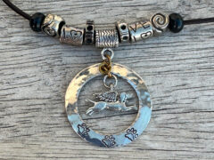 Flying Angel Dog Sterling Silver Tribute Necklace with Pewter Love Beads