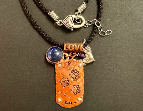 3-paw dog tag charm on nylon cord