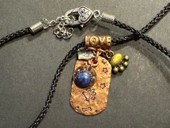 Love Me Love My Dogs Copper Dog Tag Necklace with Charms