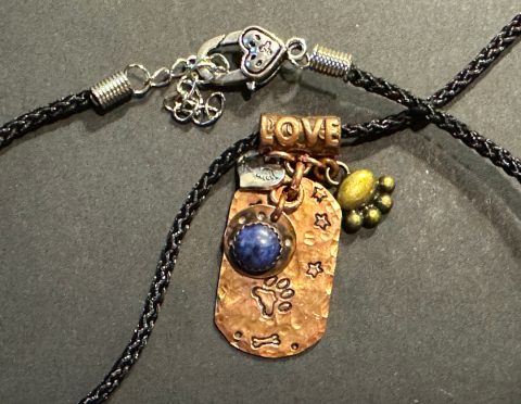 Love Me Love My Dogs Copper Dog Tag Necklace with Charms