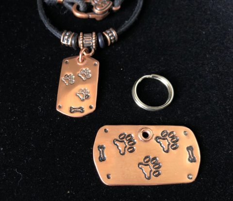 Tripawd Dog Tag Necklace Set in copper