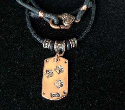 Tripawd Dog Tag Necklace Set in copper