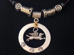 Flying Angel Dog Tribute Necklace with Pewter Love Beads