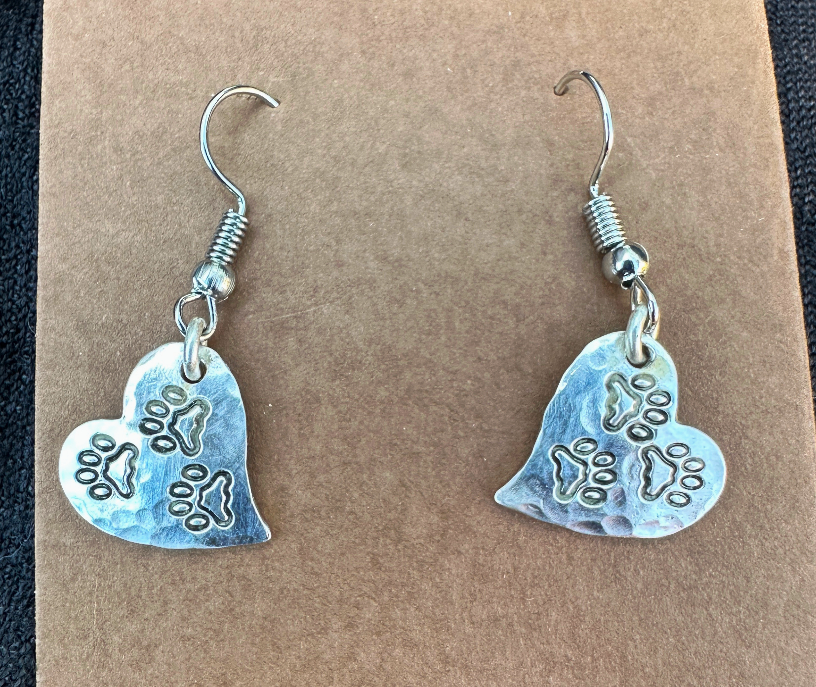 Tripawd Heart Silver Drop Earrings
