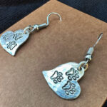 Tripawd Heart Silver Drop Earrings