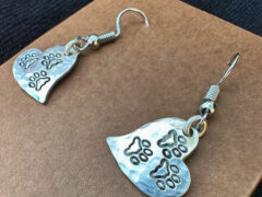 Tripawd Heart Silver Drop Earrings