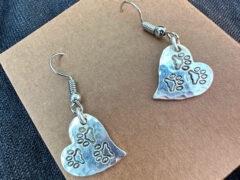 Tripawd Heart Silver Drop Earrings
