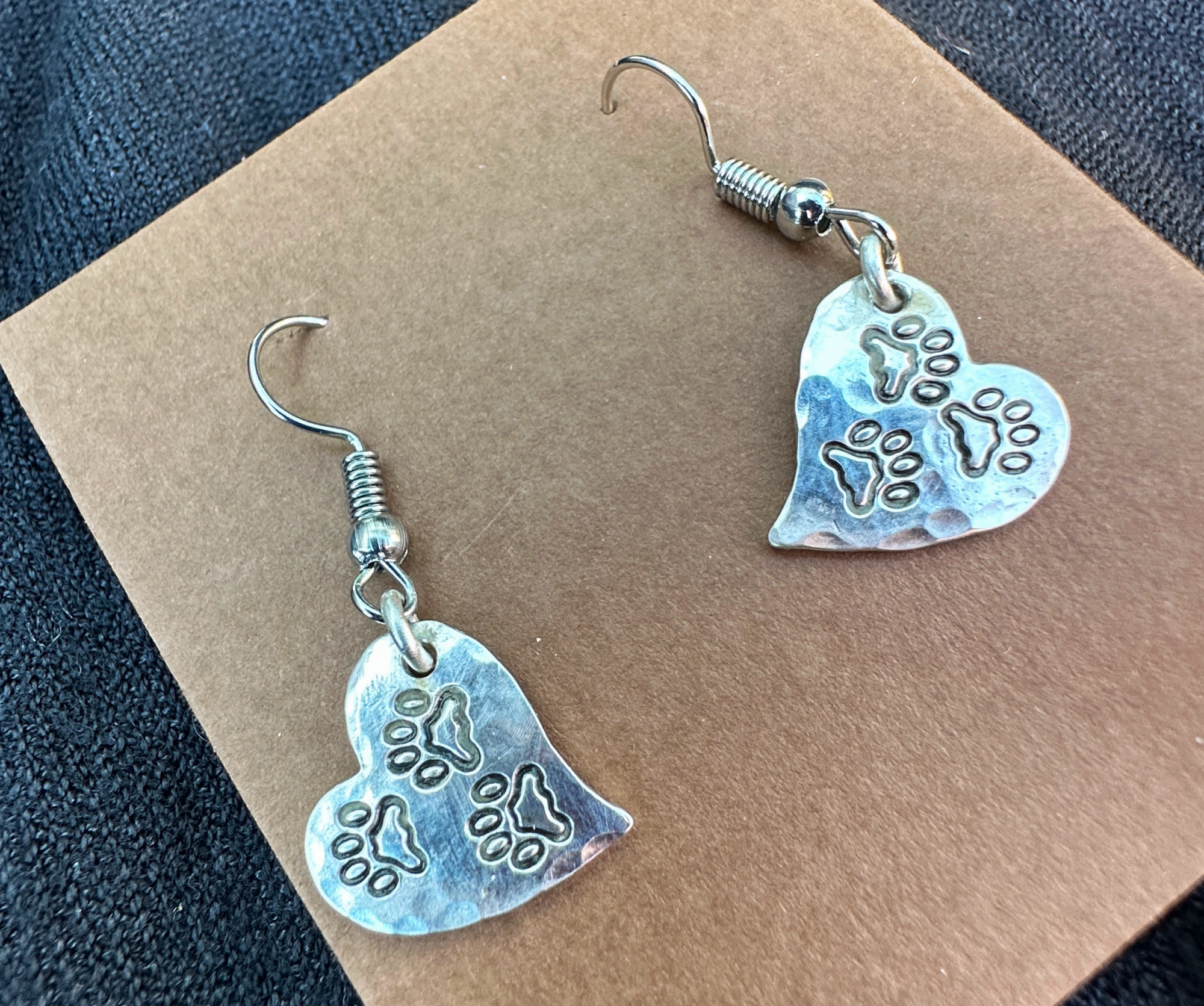 Tripawd Heart Silver Drop Earrings