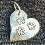 Tiny Tripawd Three Paw Sterling Silver Heart