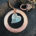 I Heart My Tripawd Copper Pendant and Sterling Silver 3-Paw Heart Charm