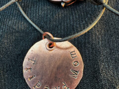 Tripawd Mom Copper Pendant and Sterling Silver 3-Paw Heart Charm