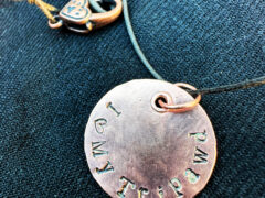 I Heart My Tripawd Copper Pendant and Sterling Silver 3-Paw Heart Charm